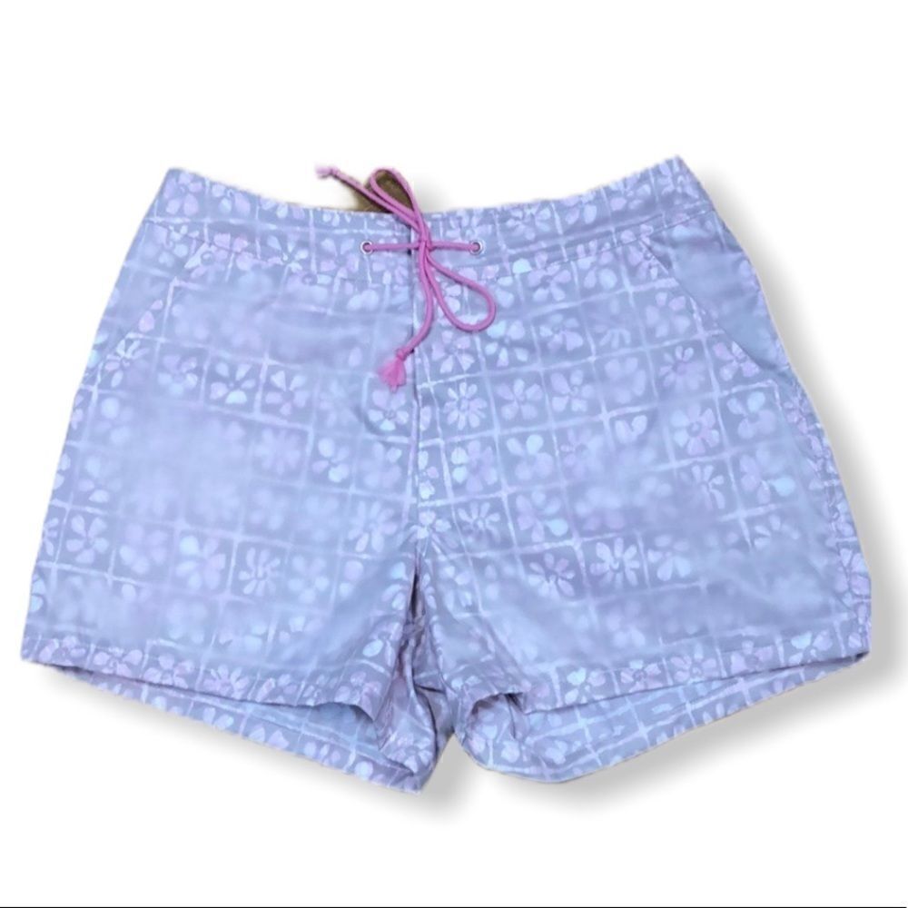 𝅺BLANC Noir Nylon Floral Swim Board Shorts Sz S